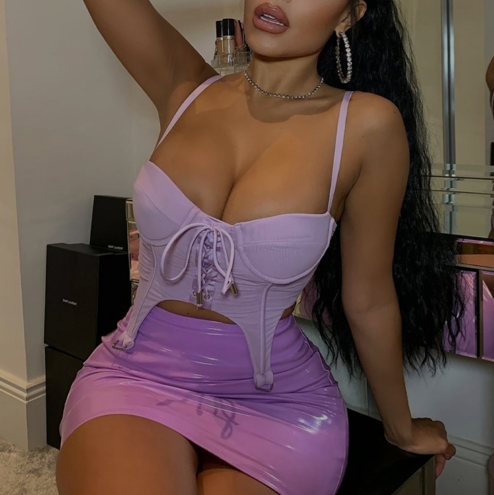 Fashion Nova Pleather Skirt in Lilac XL